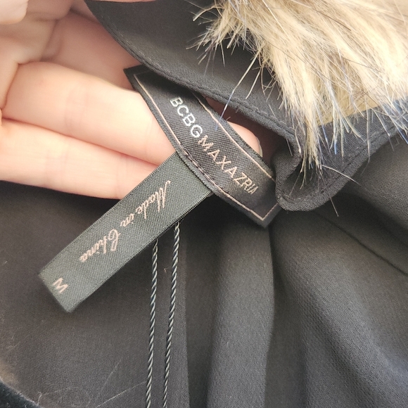 BCBGMaxAzria Sheer Embroidered Fur Trim Kimono - Picture 12 of 13